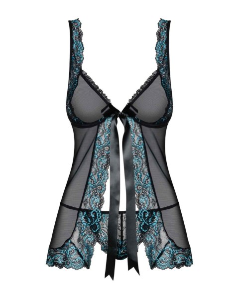 Bielizna Amanta Babydoll Turkusowa Koronkowa z Regulacją i Stringi S/M