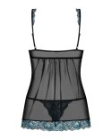 Bielizna Amanta Babydoll Turkusowa Koronkowa z Regulacją i Stringi S/M