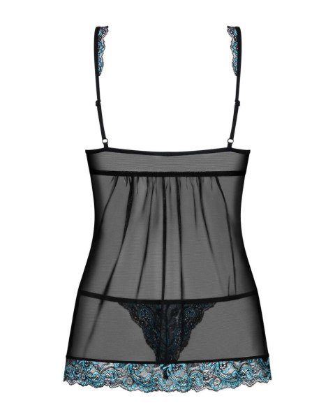 Bielizna Amanta Babydoll Turkusowa Koronkowa z Regulacją i Stringi S/M