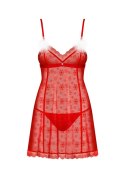 Bielizna Claussica Babydoll XL 2XL Czerwona Koronka Świąteczna