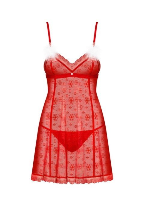 Bielizna Claussica Babydoll XL 2XL Czerwona Koronka Świąteczna
