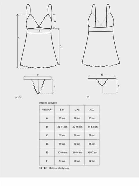 Bielizna Idillia Babydoll L XL Seksowna Koronka Siateczka Stringi
