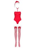 Body Kissmas Czerwone L/XL Elastyczne Pończochy Choker Czapka