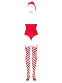 Body Kissmas Czerwone L/XL Elastyczne Pończochy Choker Czapka