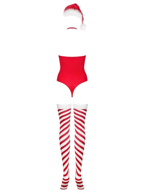 Body Kissmas Czerwone L/XL Elastyczne Pończochy Choker Czapka