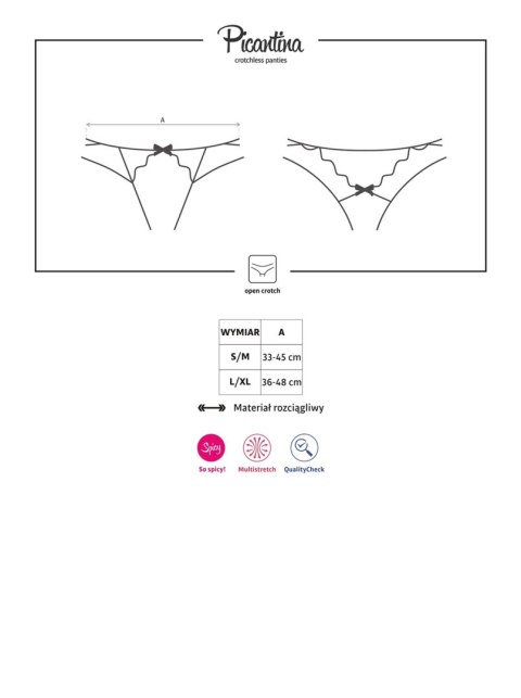 Stringi Picantina Crotchless Otwarte Koronka Kokardka S/M Spicy