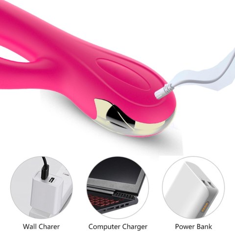 Wibrator Królik Silikonowy USB 7 Funkcji Grzanie Wodoodporny 20cm