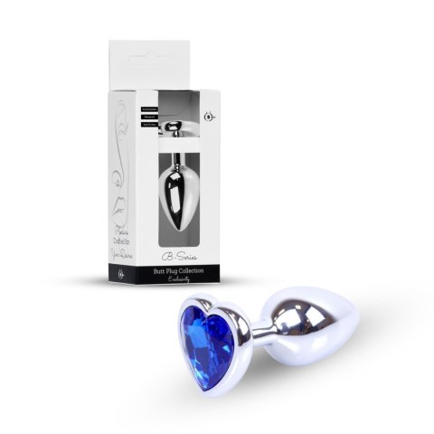 Plug-Jewellery Silver Heart PLUG- Dark Blue