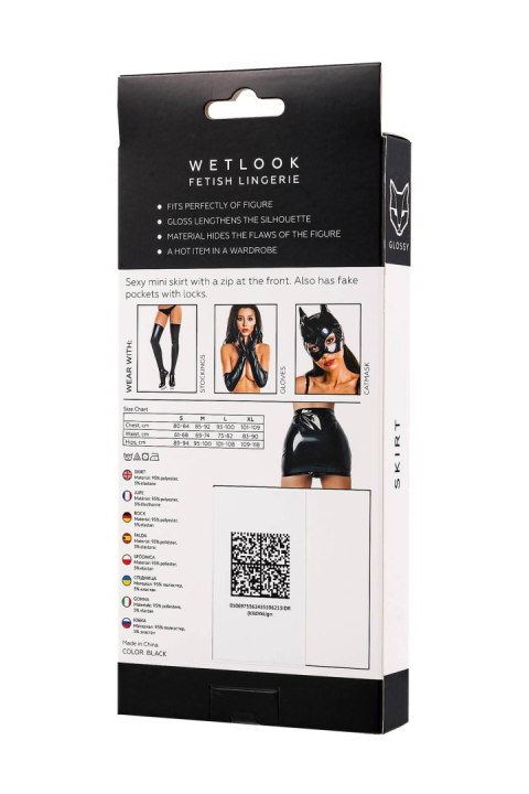 Glossy Billie, skirt, wetlook, black, M