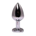 Silver small heart-shaped butt plug with pink crystal