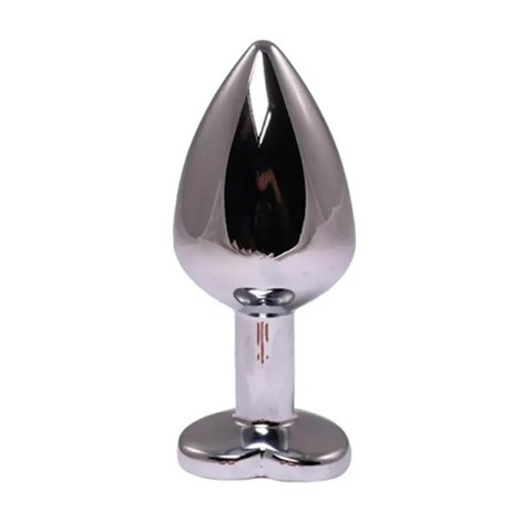 Silver small heart-shaped butt plug with pink crystal