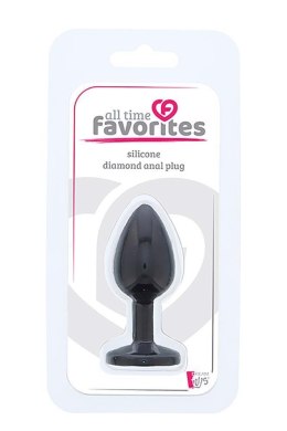 Korek Analny Silikon Diamond Plug Czarny Różowy Diament