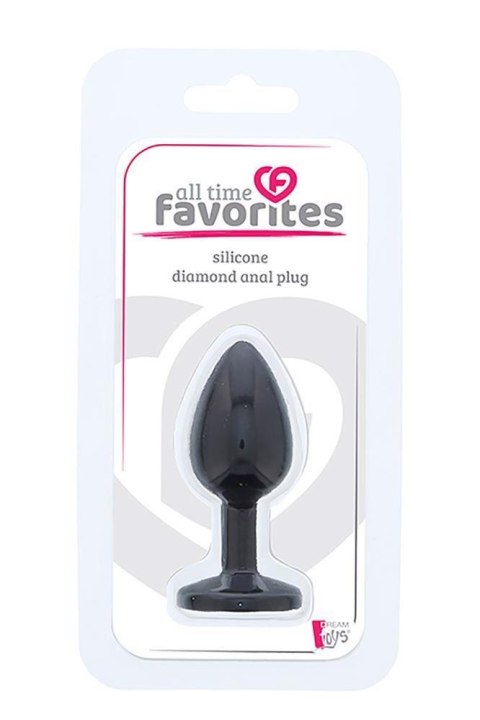 Korek Analny Silikon Diamond Plug Czarny Różowy Diament
