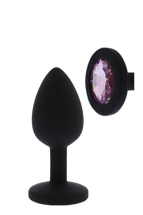 Korek Analny Silikon Diamond Plug Czarny Różowy Diament