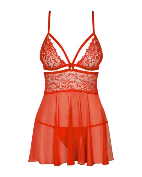 Babydoll i Stringi Bielizna 838 BAB 3 Czerwona Koronkowa L XL
