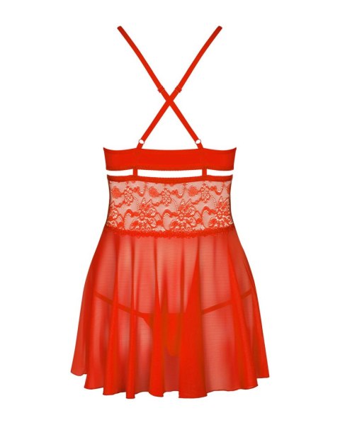 Babydoll i Stringi Bielizna 838 BAB 3 Czerwona Koronkowa L XL