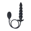 Beaded Inflatable Silicone Anal Plug - Black