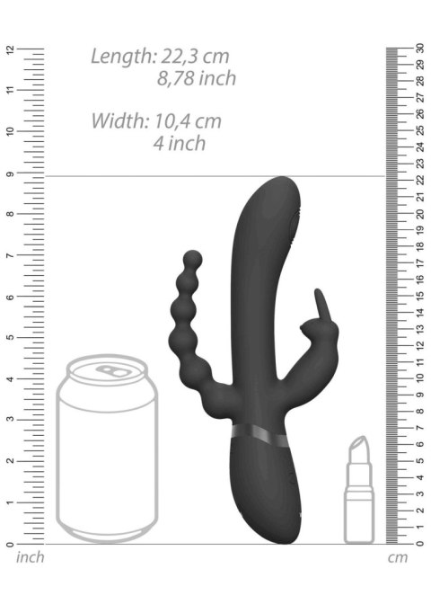 Wibrator RINI Black 3 Silniki 10 Funkcji Silikon Medyczny Wodoodporny