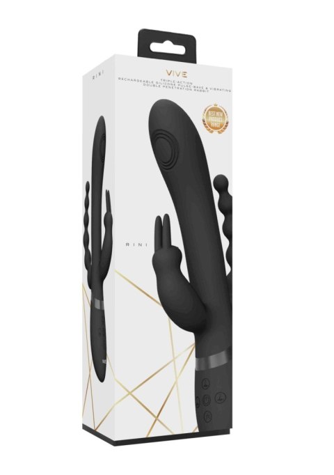 Wibrator RINI Black 3 Silniki 10 Funkcji Silikon Medyczny Wodoodporny