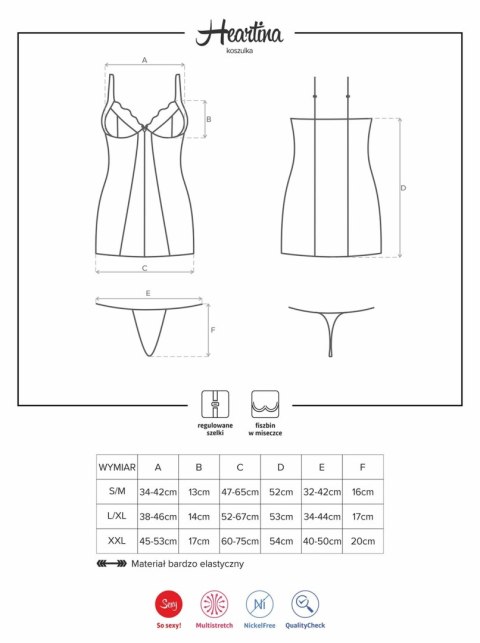 Koszulka Heartina L/XL z Koronką i Stringami Czerwona Zmysłowa