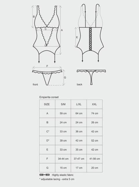 Gorset Emperita L/XL z Kwiatowym Ornamentem i Stringami Sexy