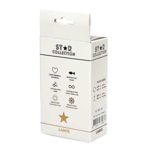 Star Collection - Black Silicone Anal Plug L- Purple Stone
