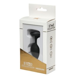 Star Collection - Black Silicone Anal Plug M - Clear Stone