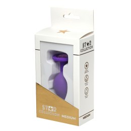 Star Collection - Purple Silicone Anal Plug M - Light Pink Stone