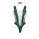 V-Neck Teddy with Opaque Panels - One Size