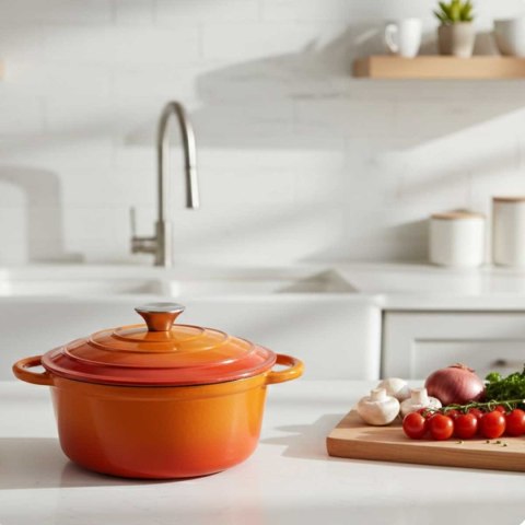 EMALIOWANY GARNEK ŻELIWNY 22cm 3L HAGE ORANGE