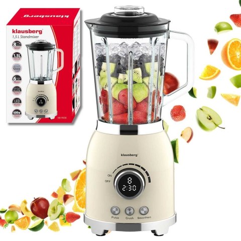 Blender Kielichowy Klausberg KB-9030 600W Szklany Dzbanek 1,5L LED