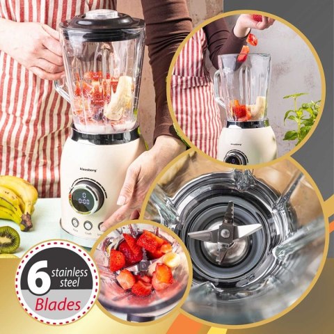 Blender Kielichowy Klausberg KB-9030 600W Szklany Dzbanek 1,5L LED