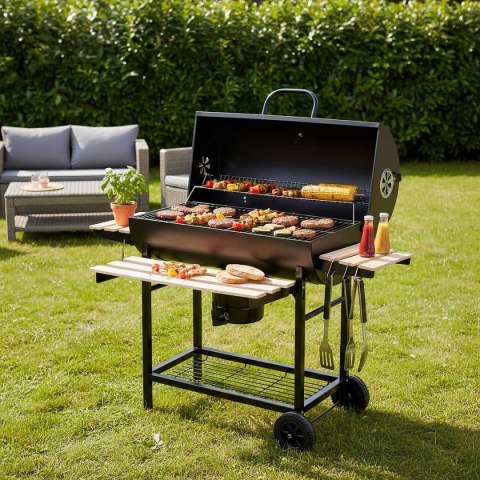 Duży Grill Węglowy Klausberg KB-9033 Na Kółkach Z Półkami i Termometrem