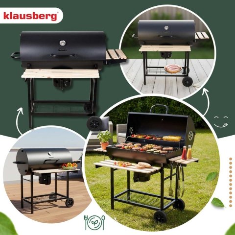 Duży Grill Węglowy Klausberg KB-9033 Na Kółkach Z Półkami i Termometrem