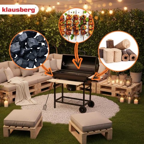 Duży Grill Węglowy Klausberg KB-9033 Na Kółkach Z Półkami i Termometrem