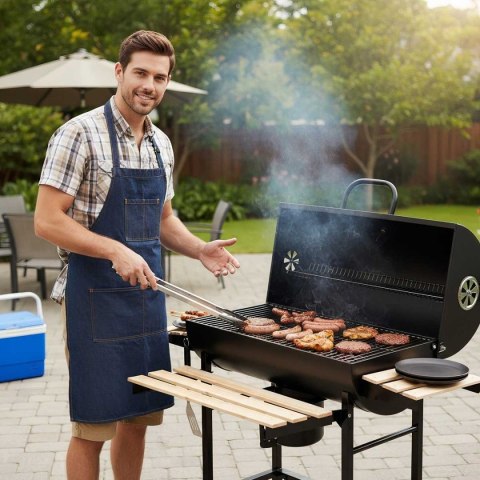 Duży Grill Węglowy Klausberg KB-9033 Na Kółkach Z Półkami i Termometrem