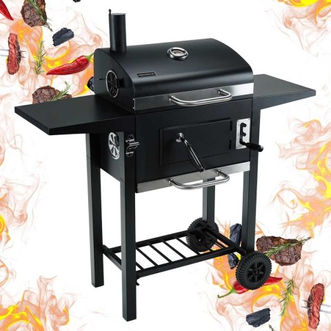 Duży Grill Węglowy Klausberg KB-9034 Komin Termometr Ruszt 42x30 cm