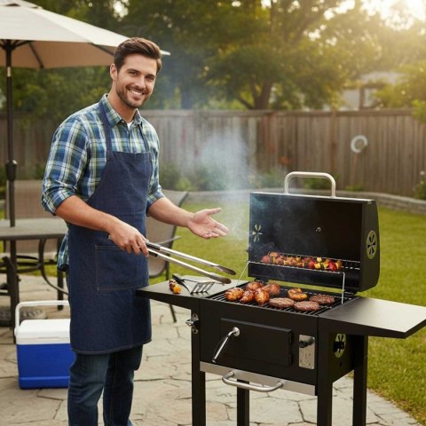 Duży Grill Węglowy Klausberg KB-9034 Komin Termometr Ruszt 42x30 cm