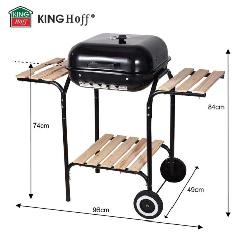 Grill Węglowy Kinghoff KH-2034 Stal Emaliowana Kółka Półki