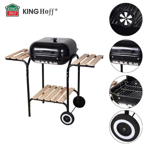 Grill Węglowy Kinghoff KH-2034 Stal Emaliowana Kółka Półki