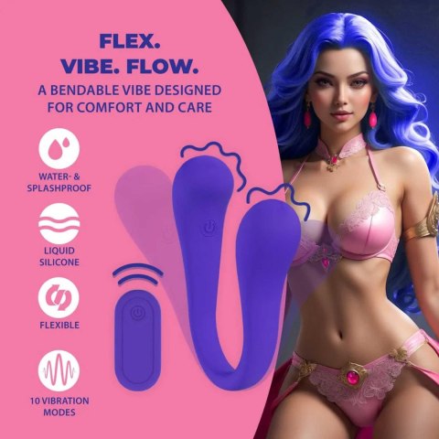 Dual-ended Bendable Vibe with Remote Control - Purple