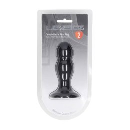 Double Rattle Liquid Silicone Anal Plug - M - Black