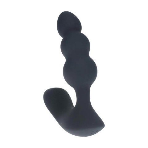 Dual Motor Remote Control Beaded Vibrating Liquid Silicone Prostate Stimulator - Black