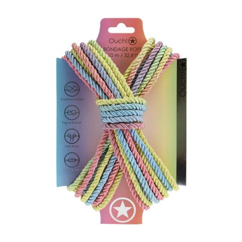 Polyester Bondage Rope - 32.8 ft / 10 m - Multicolor Pastel