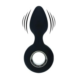 Vibrating Silicone Anal Plug with Loop - Black