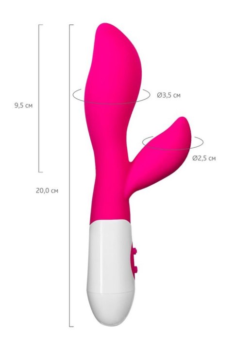 A-TOYS, Vibrator Lilu with Clitoral Stimulator, Silicone, Pink, 20 cm, 10 speeds, 2xAAA