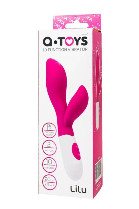 A-TOYS, Vibrator Lilu with Clitoral Stimulator, Silicone, Pink, 20 cm, 10 speeds, 2xAAA