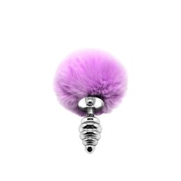 Metal Anal Fluffy Twist Plug S pink
