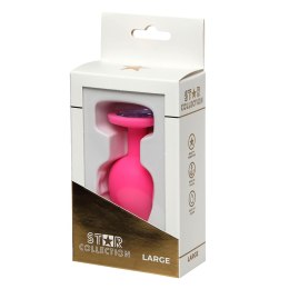 Star Collection - Pink Silicone Anal Plug L- Purple Stone