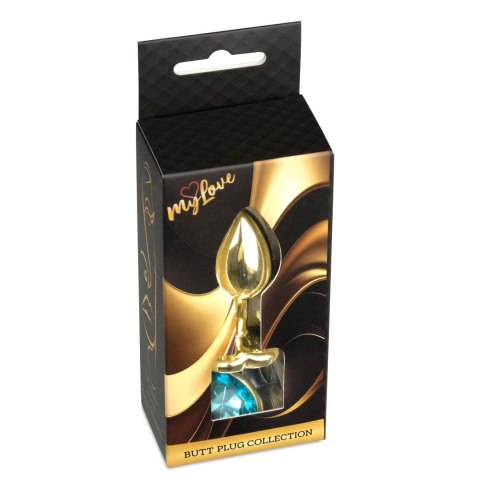 MyLove Toys - Jewellery Gold Heart PLUG- Light Blue